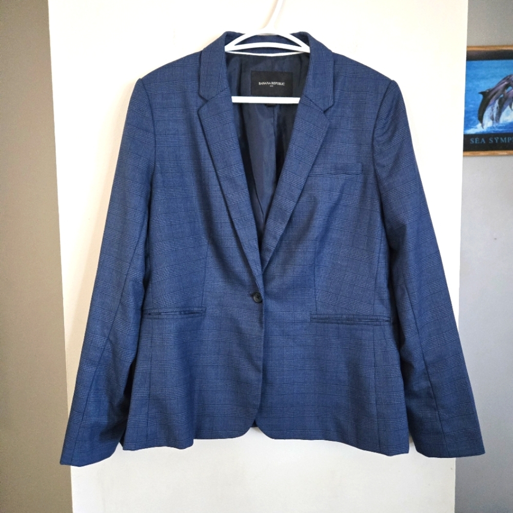 Banana Republic Womens Tweed Suit Jacket Blazer Top Size 10 Euc Sleeve